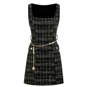 Cider tweed dress with detachable pearl belt